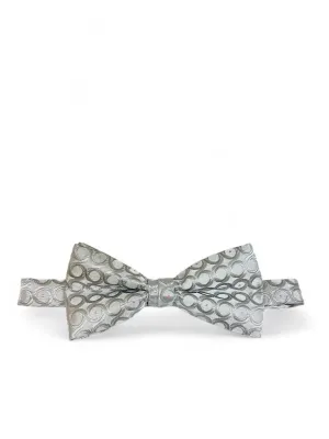 Silver Patterned Bow Tie and Pocket Square