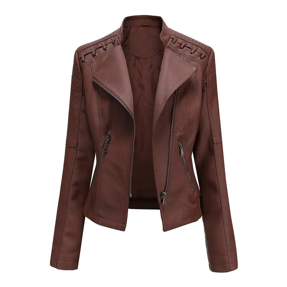 Stylish Women's European and American Leather Short Jacket