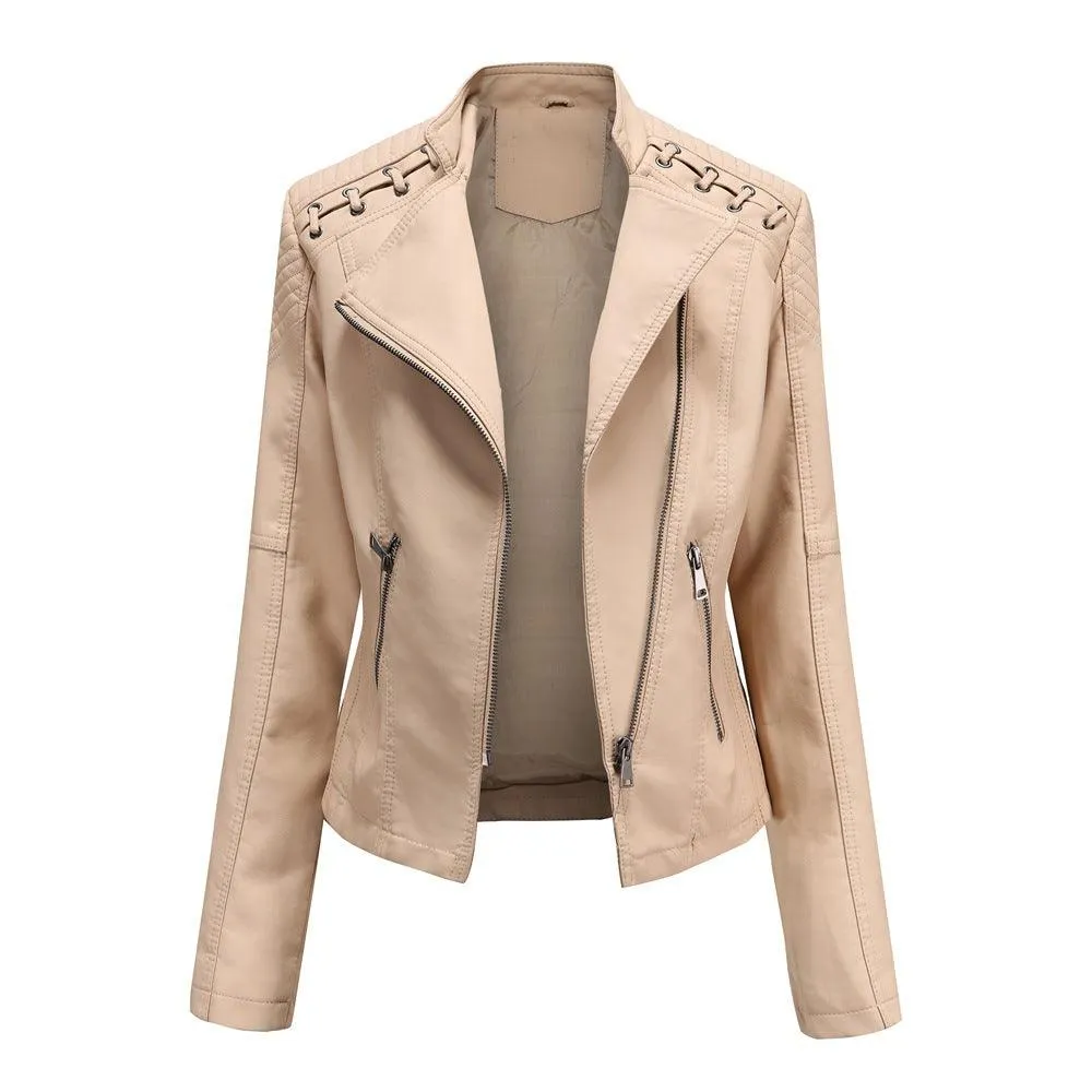 Stylish Women's European and American Leather Short Jacket