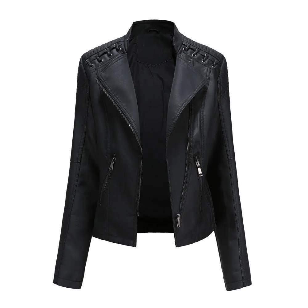 Stylish Women's European and American Leather Short Jacket