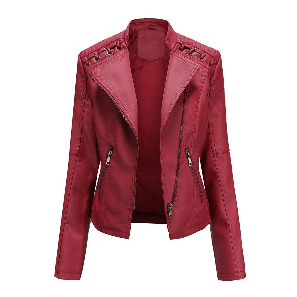 Stylish Women's European and American Leather Short Jacket