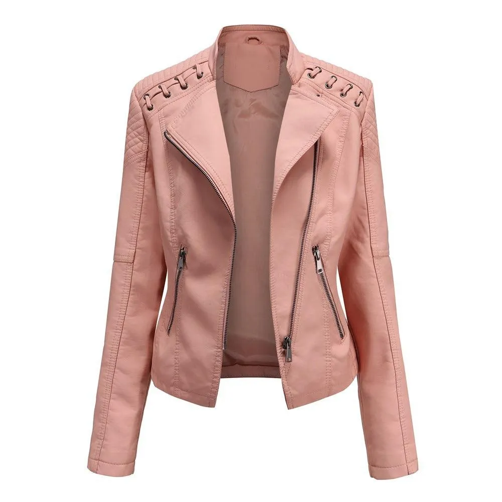 Stylish Women's European and American Leather Short Jacket