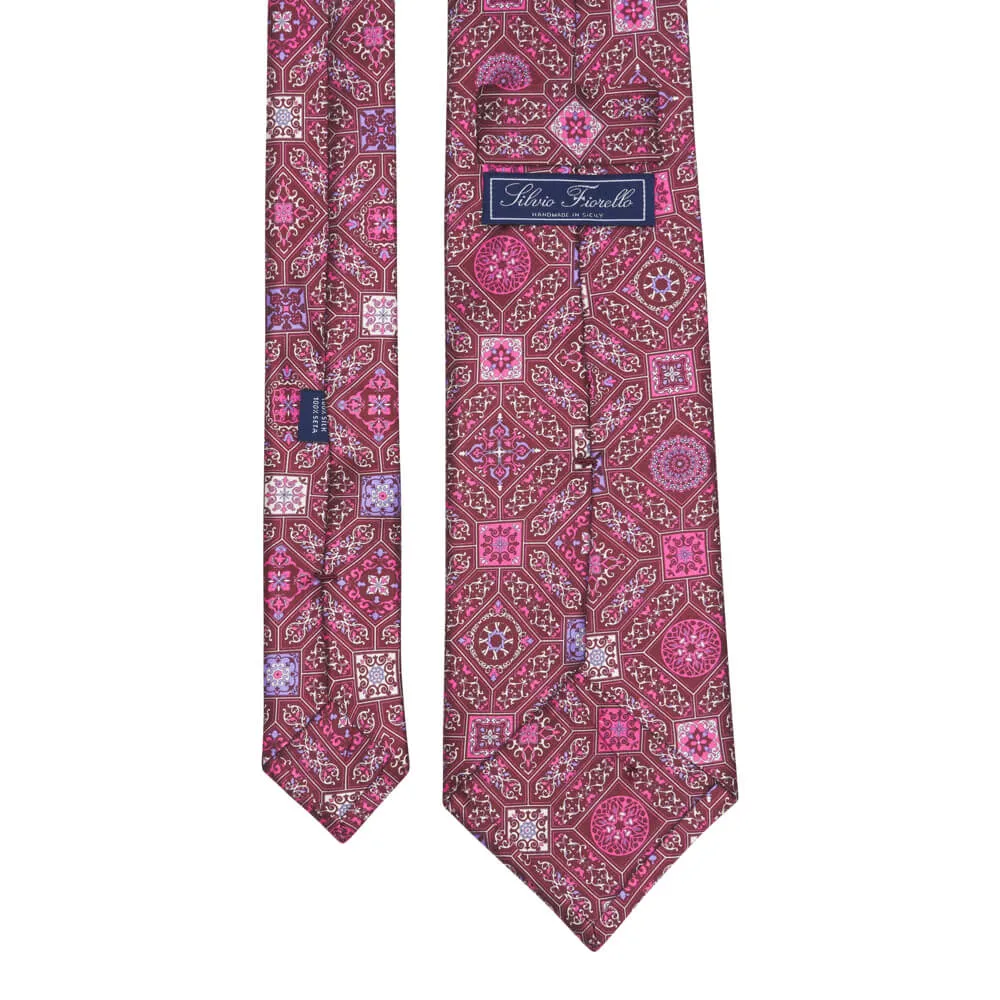 The Cathedral of Florence Magenta Duchesse Silk Tie