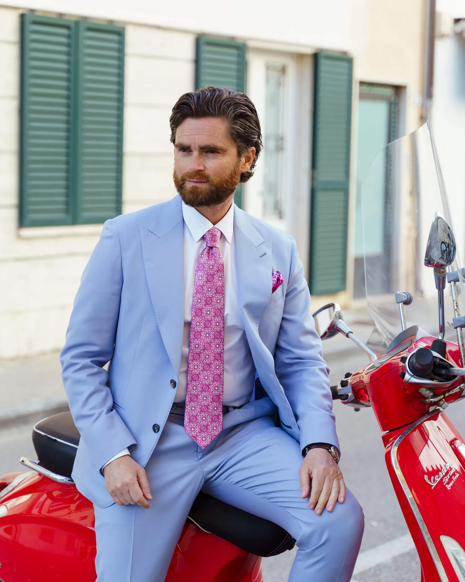 The Duomo Fuchsia and White Duchesse Silk Tie