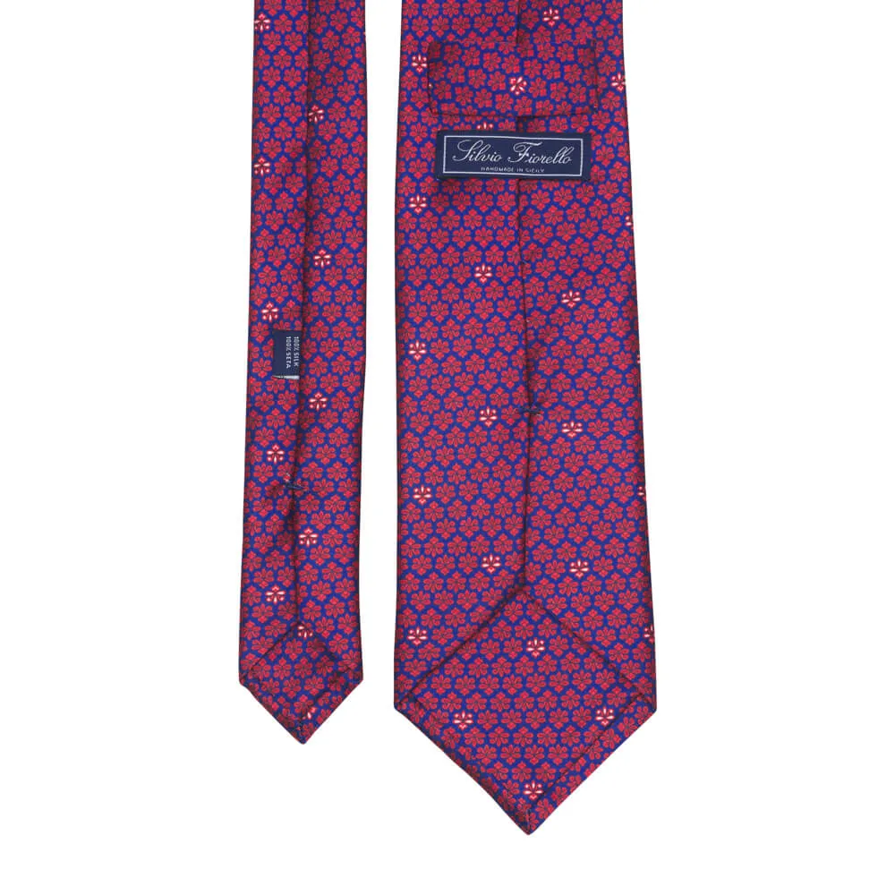 The Lily of Florence Red and Blue Duchesse Silk Tie