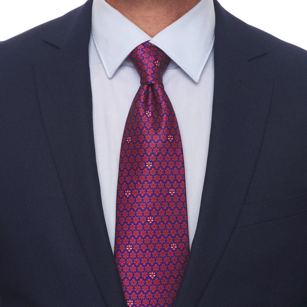 The Lily of Florence Red and Blue Duchesse Silk Tie