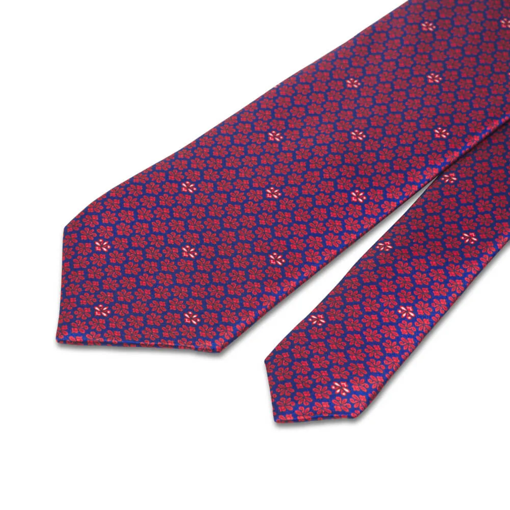 The Lily of Florence Red and Blue Duchesse Silk Tie