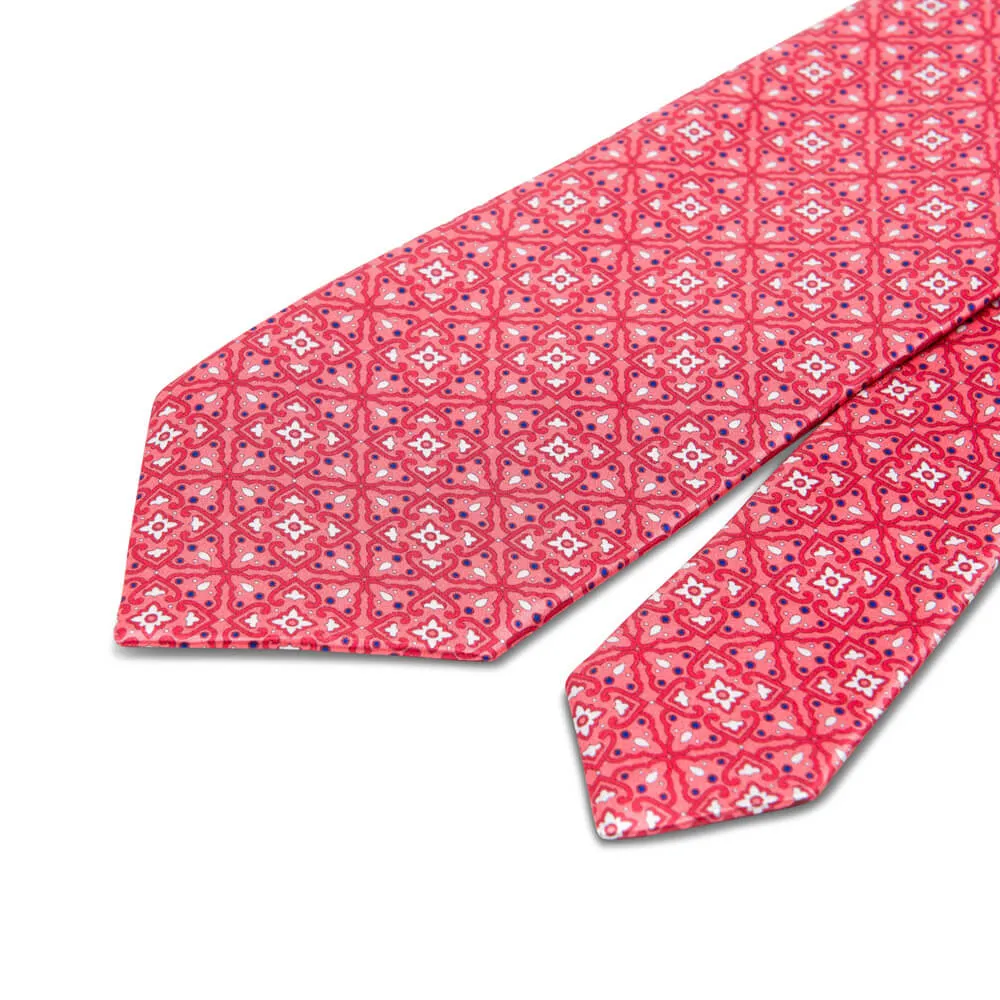 The Theatre of Taormina Coral Duchesse Silk Tie