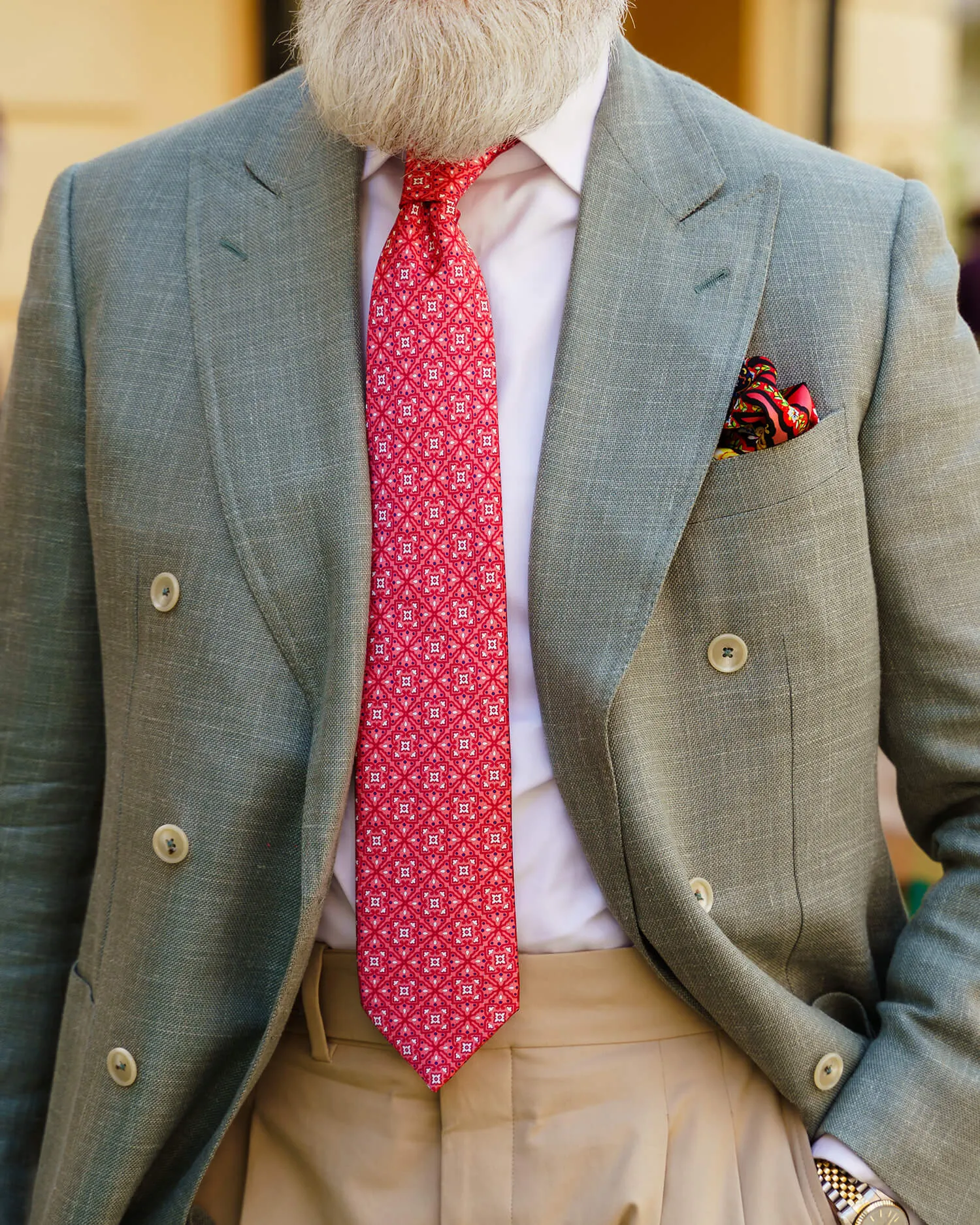 The Theatre of Taormina Coral Duchesse Silk Tie