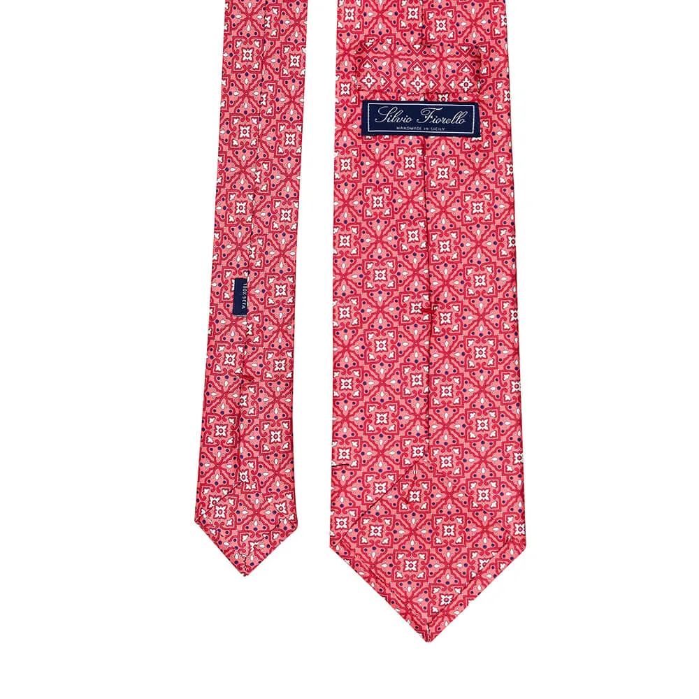 The Theatre of Taormina Coral Duchesse Silk Tie