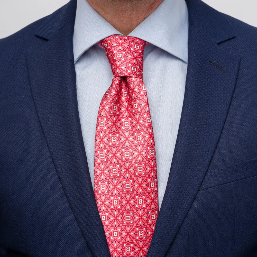 The Theatre of Taormina Coral Duchesse Silk Tie