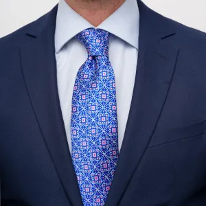 The Theatre of Taormina Royal Blue and Pink Duchesse Silk Tie