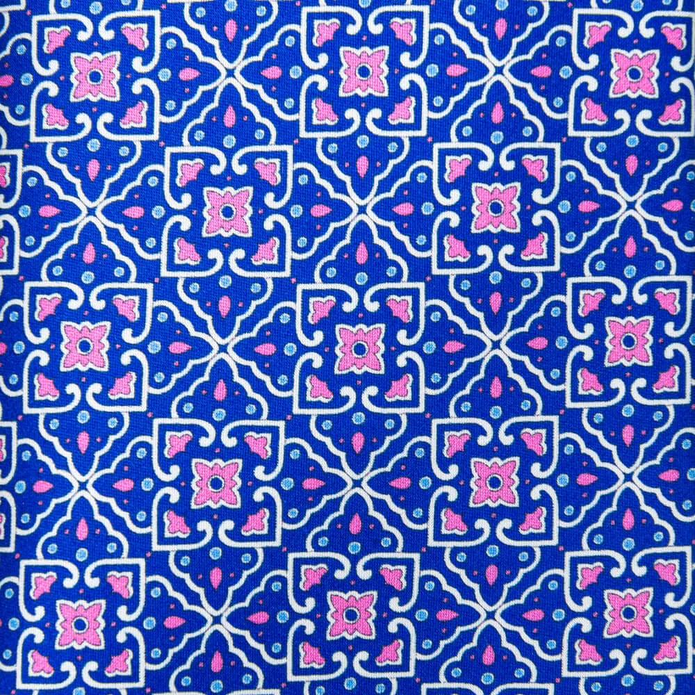 The Theatre of Taormina Royal Blue and Pink Duchesse Silk Tie