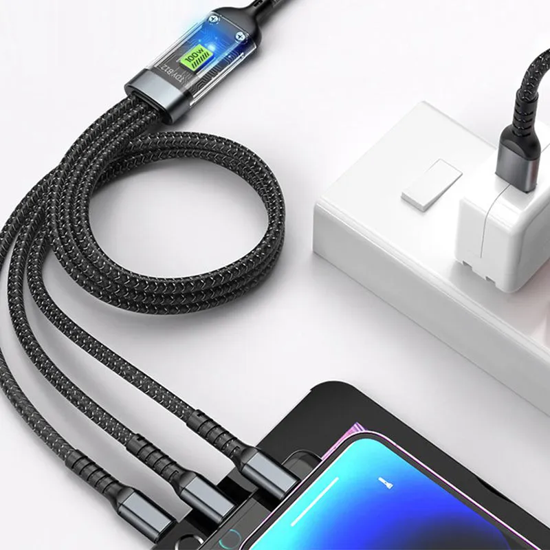 Transparent Luminous 3-in-1 Super Fast Charging Cable