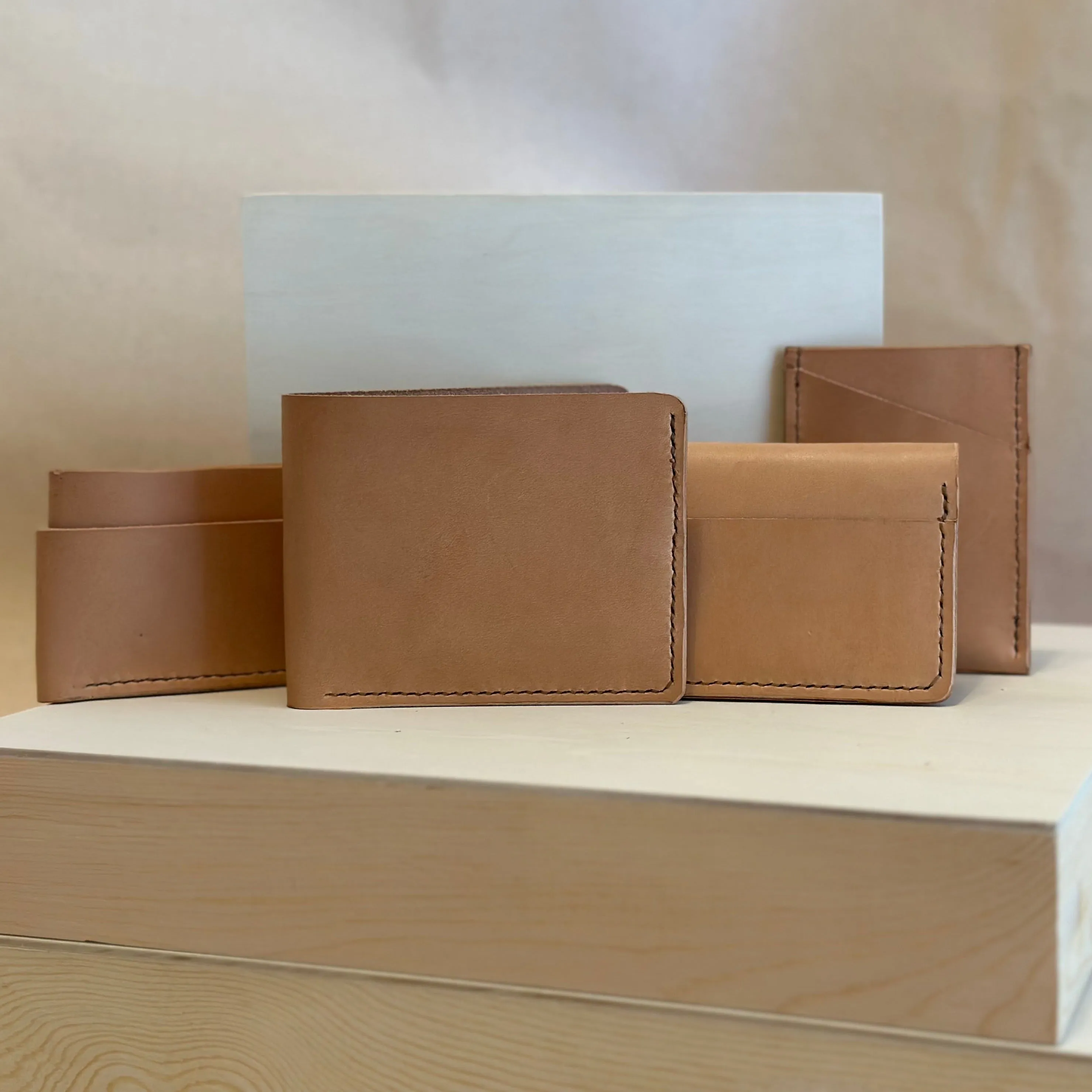 Veg Tan Bi Fold Handstitched Leather Wallet