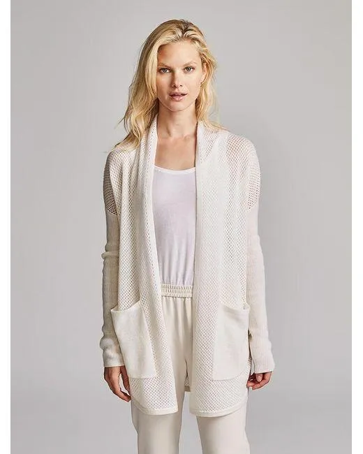 White   Warren - Curved Hem Cardigan Pure White Heather