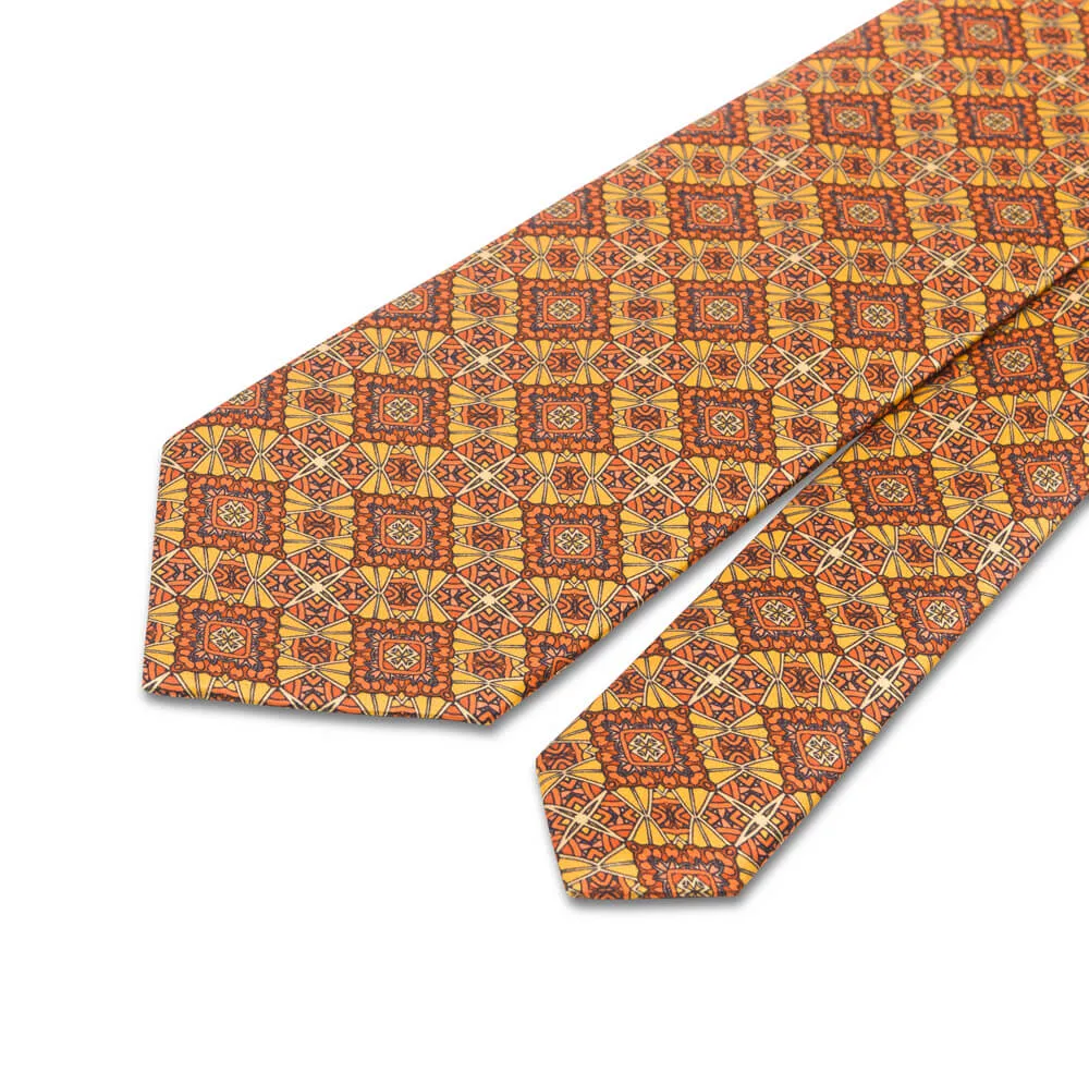 Yellow Medieval Art Duchesse Silk Tie