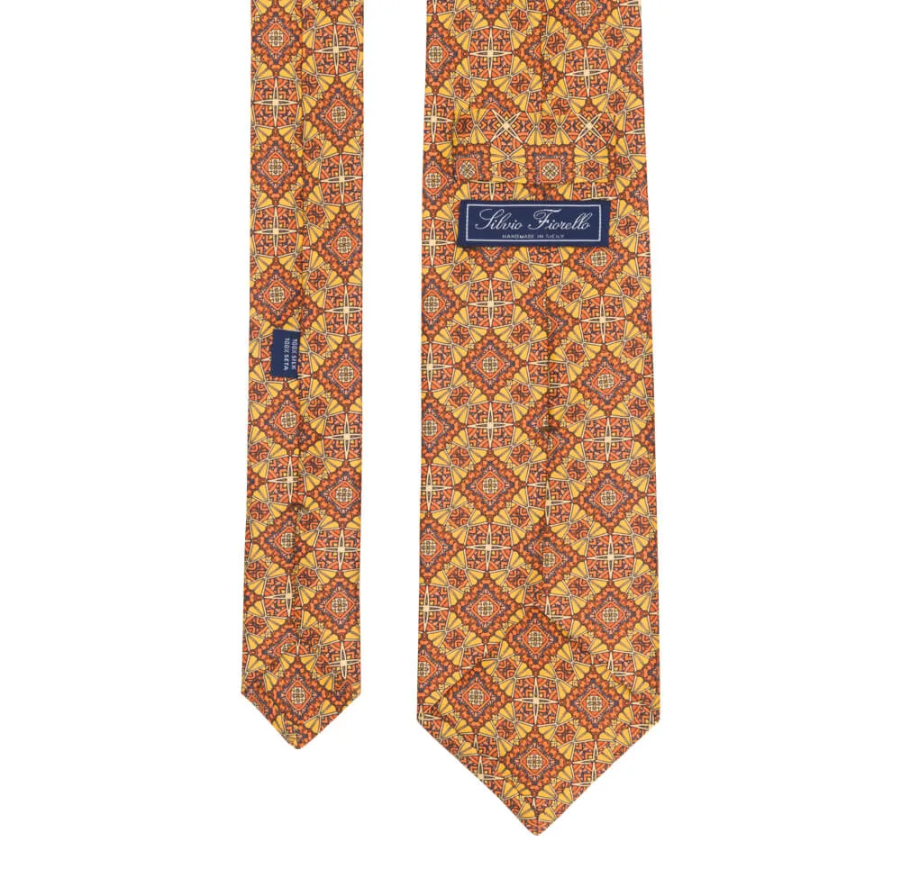 Yellow Medieval Art Duchesse Silk Tie